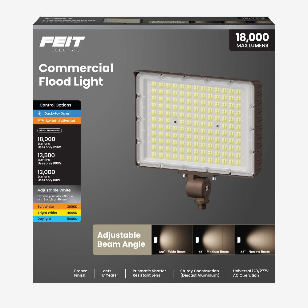 Feit Electric 18000L Max Selectable Lumen Adjustable White Beam Angle Select Flood Light