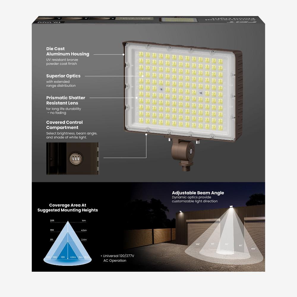 Feit Electric 18000L Max Selectable Lumen Adjustable White Beam Angle Select Flood Light