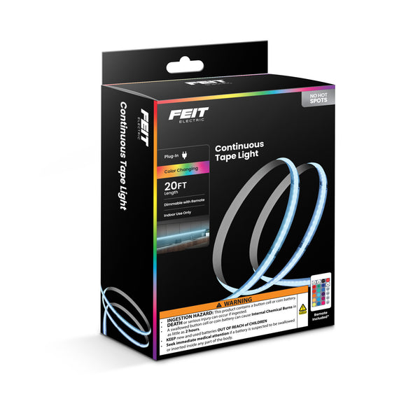 Feit Electric 20 Ft. Indoor Continuous Color Tape Light With Remote