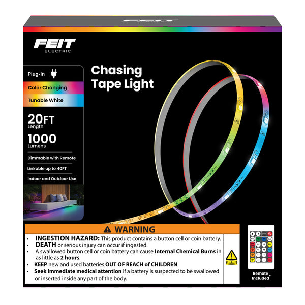 Feit Electric 20 Ft. LED Color Chasing And Tunable White Tape Light With Remote