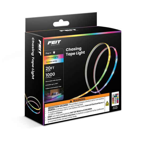 Feit Electric 20 Ft. LED Color Chasing And Tunable White Tape Light With Remote
