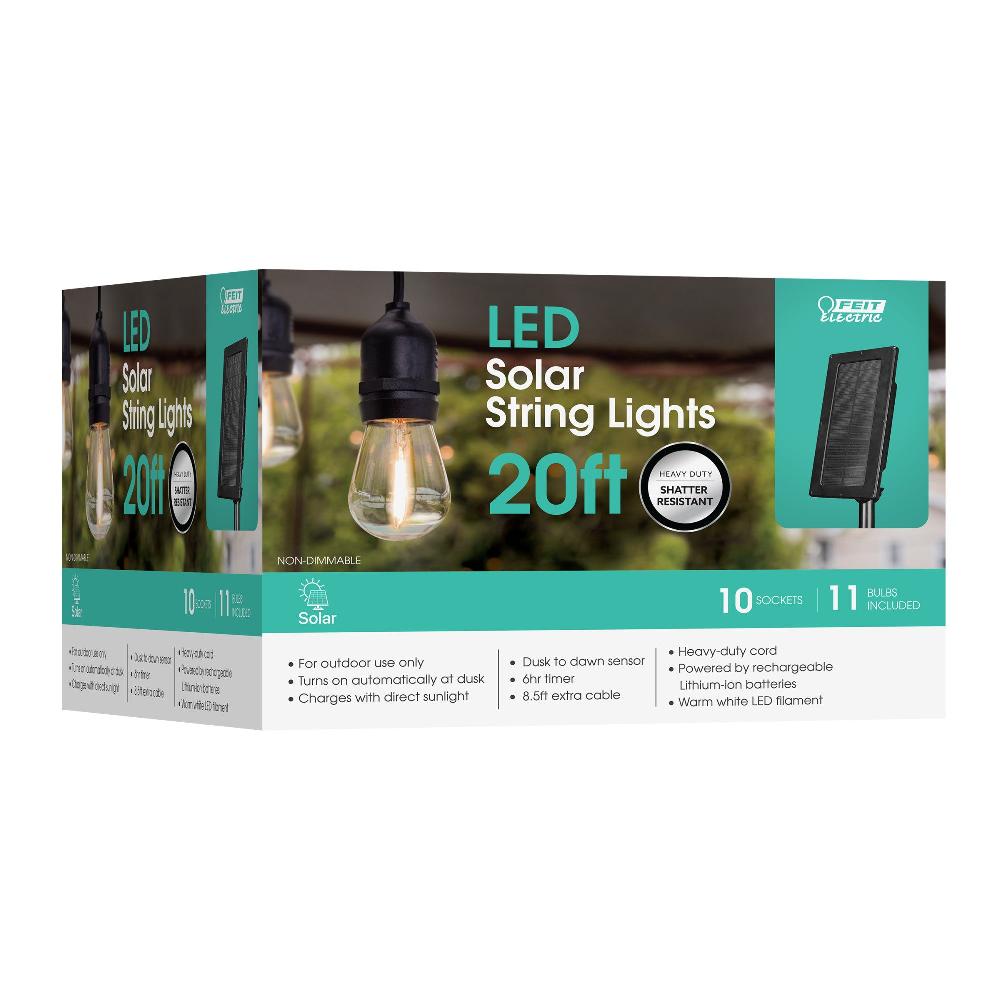 Feit Electric 20 Ft. Soft White (2700K) Solar Powered LED String Lights