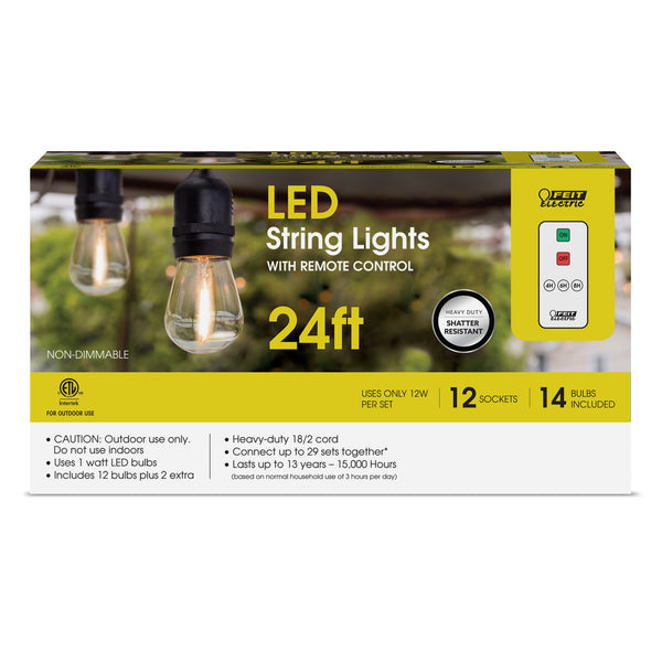 Feit Electric 24 Ft. 12W Soft White (2200K) LED S14 String Lights