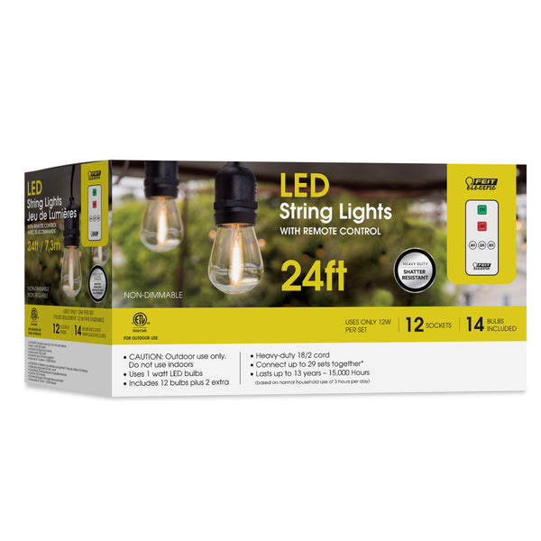 Feit Electric 24 Ft. 12W Soft White (2200K) LED S14 String Lights