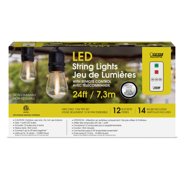 Feit Electric 24 Ft. 12W Soft White (2200K) LED S14 String Lights