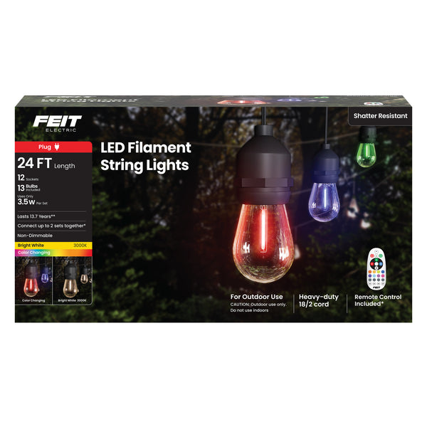 Feit Electric 24 Ft. Color Changing Filament LED String Light With Remote