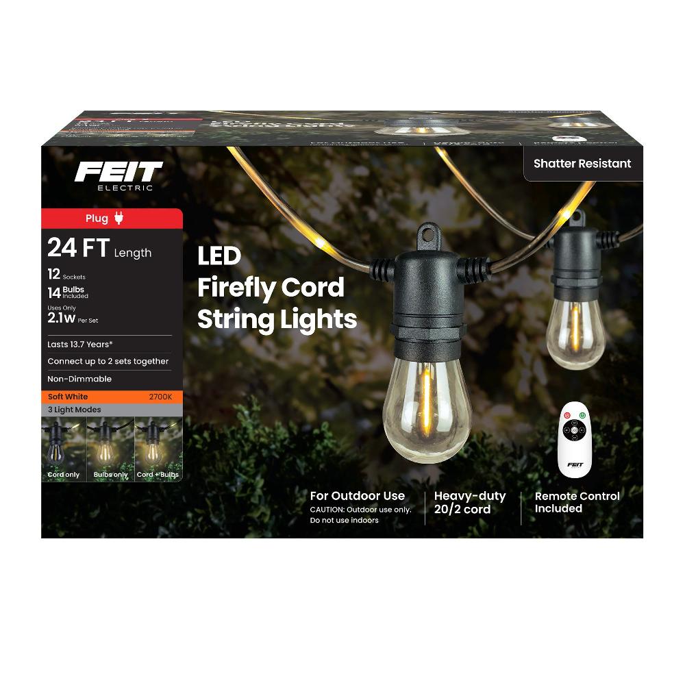Feit Electric 24 Ft. Soft White (2700K) LED Firefly Cord String Lights With Remote