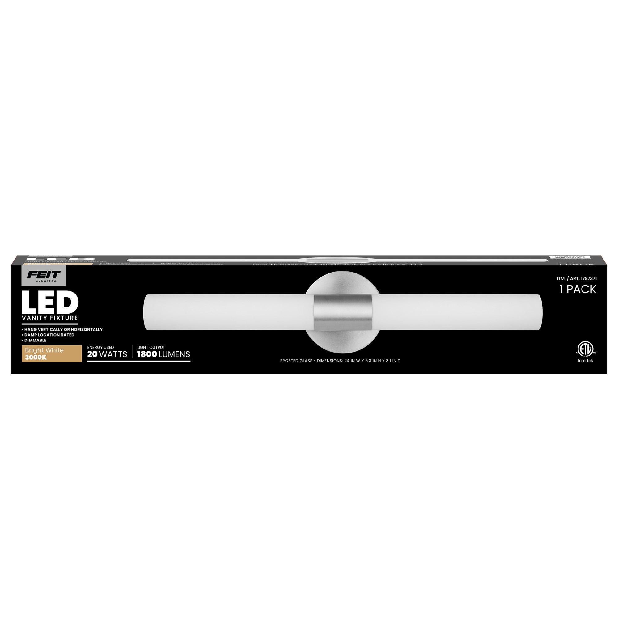 Feit Electric 24 In. Frosted Glass Vanity Light Nickel