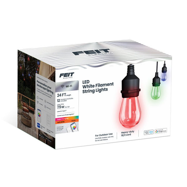 Feit Electric 24ft Smart Color White Filament String Light