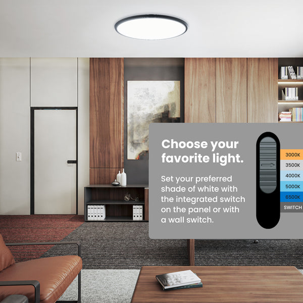 Feit Electric 25 In. Round 36W Selectable White Flat Panel Light Matte Black