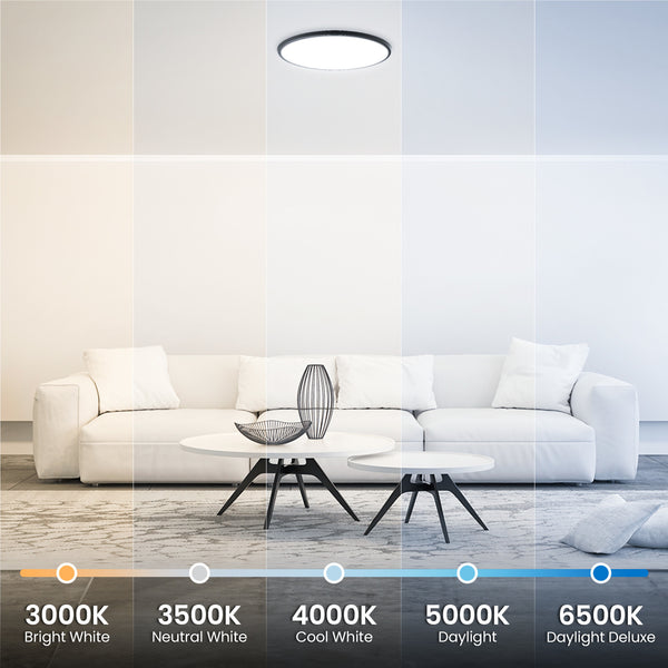 Feit Electric 25 In. Round 36W Selectable White Flat Panel Light Matte Black
