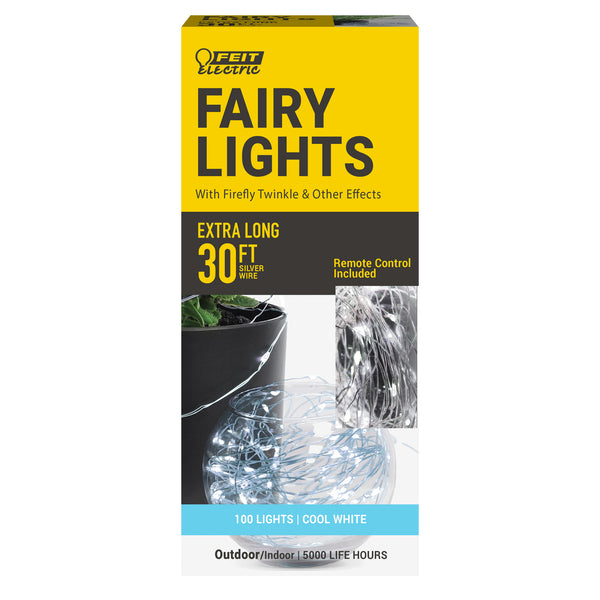 Feit Electric 30 Ft. Cool White Silver Wire Fairy String Lights