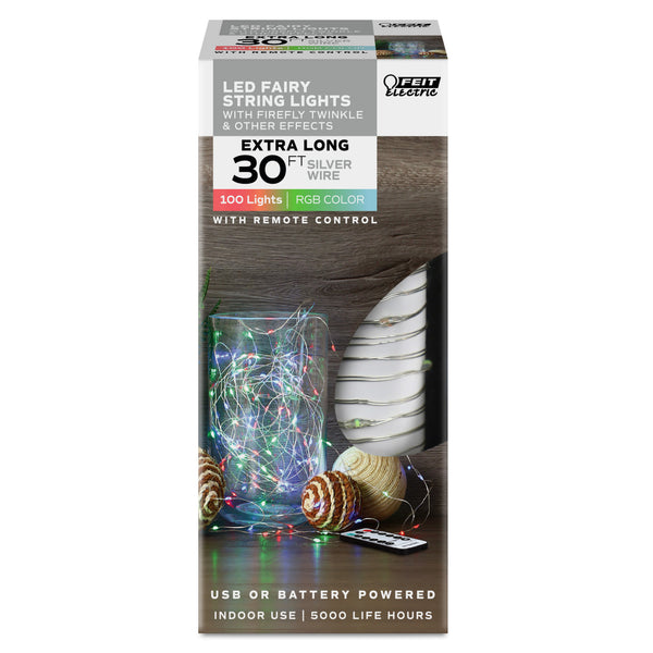 Feit Electric 30 Ft. Silver Wire RGB Fairy String Light