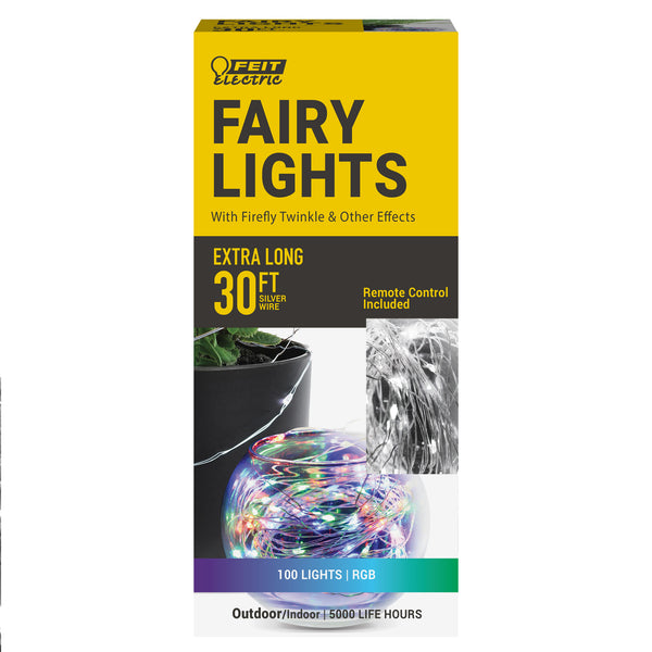 Feit Electric 30 Ft. Silver Wire RGB Fairy String Light