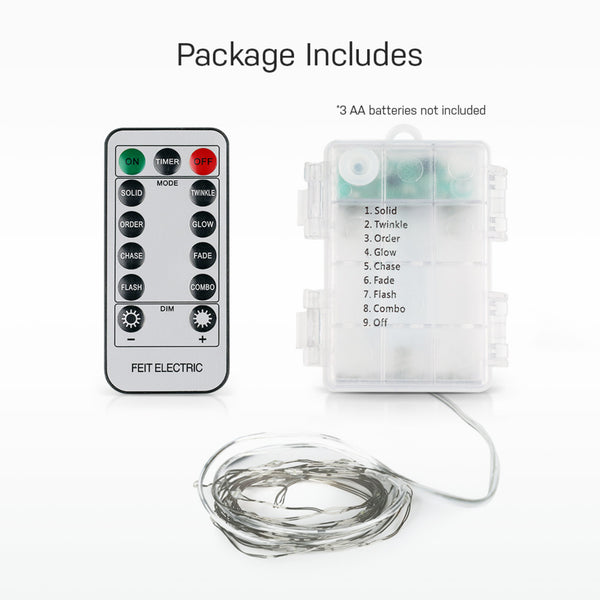 Feit Electric 30 Ft. Silver Wire RGB Fairy String Light