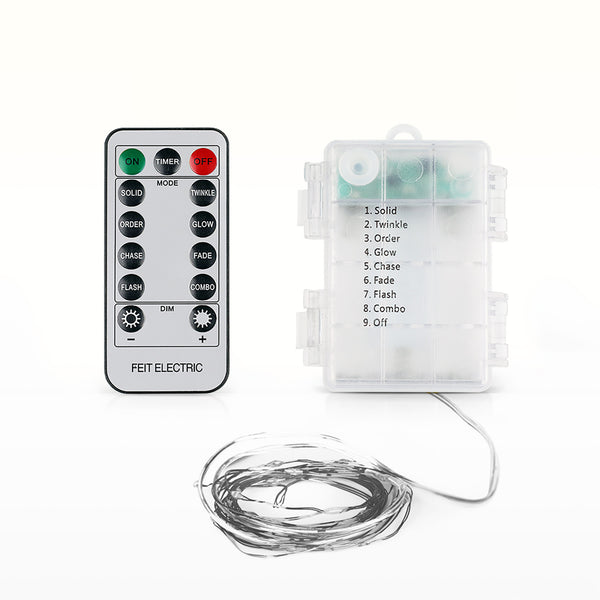 feit electric 30 ft. Silver Wire Warm White LED Fairy String Light with Remote