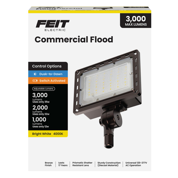 Feit Electric 3000/2000/1000 Lumens Bright White (4000K) Commercial Flood Light Bronze