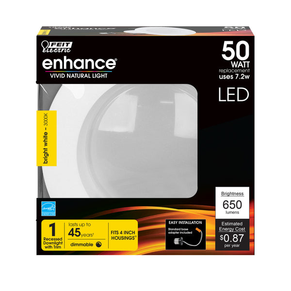 Feit Electric 4 In. 7.2W (50W Replacement) Warm White (3000K) LED Recessed Downlight