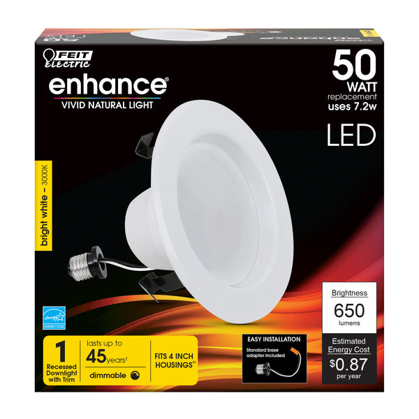 Feit Electric 4 In. 7.2W (50W Replacement) Warm White (3000K) LED Recessed Downlight