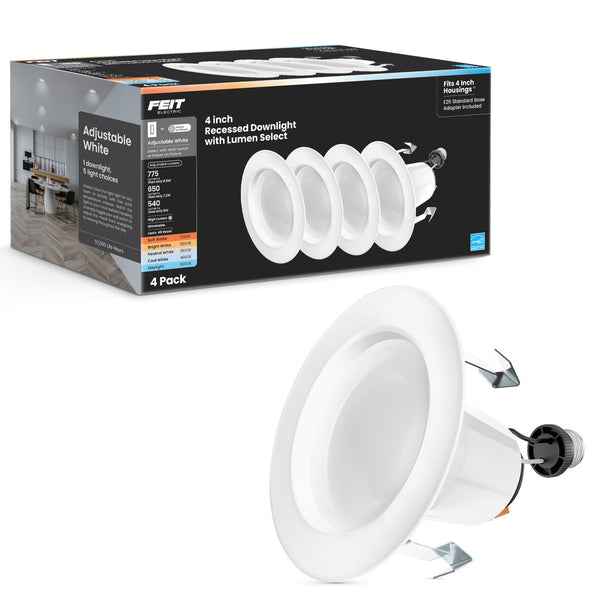 Feit Electric 4 In. 75W Replacement Adjustable White Enhance Dimmable LED Recessed Downlight (4-Pack)