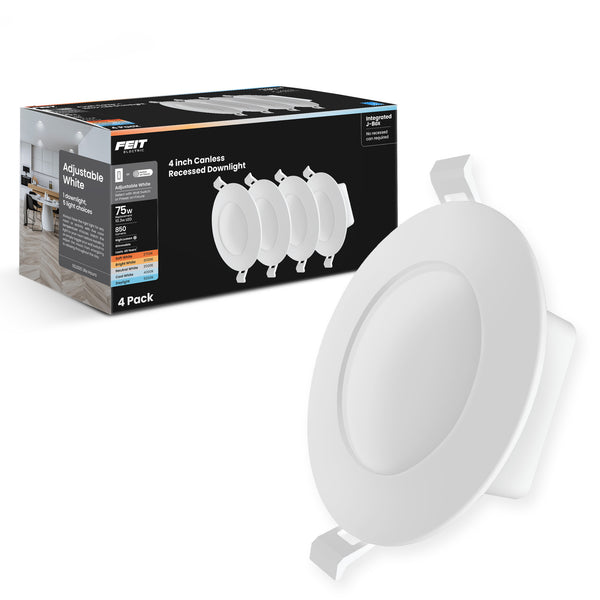 Feit Electric 4 In. 75W Replacement Adjustable White Enhance High Output Integrated J-Box Recessed LED Downlight (4-Pack)