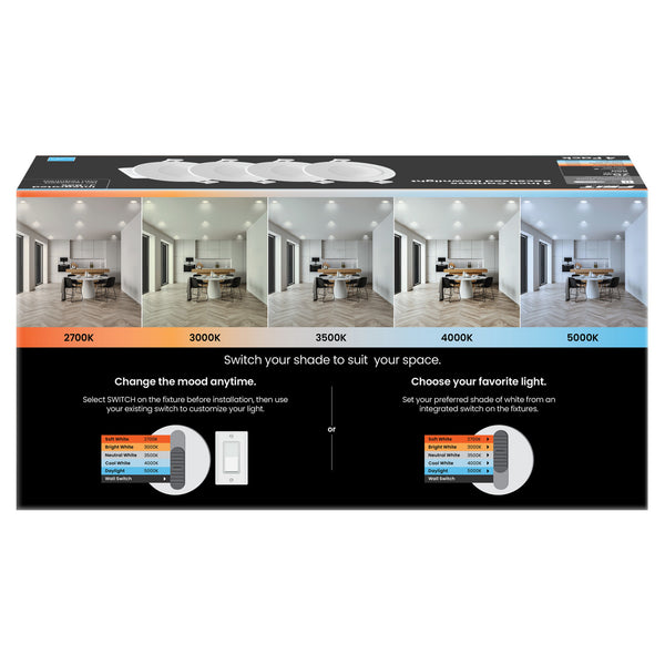 Feit Electric 4 In. 75W Replacement Adjustable White Enhance High Output Integrated J-Box Recessed LED Downlight (4-Pack)