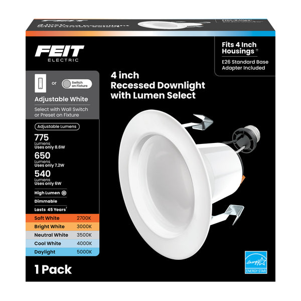 Feit Electric 4 In. 75W Replacement Color Selectable (5CCT) High Output LED Recessed Downlight