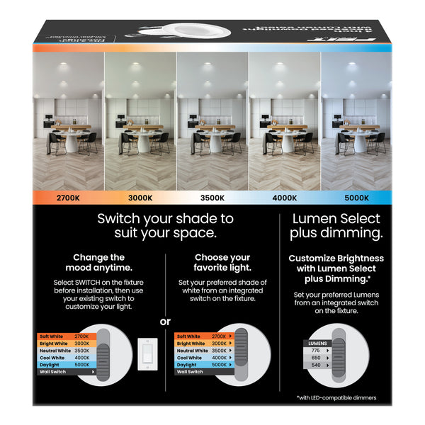 Feit Electric 4 In. 75W Replacement Color Selectable (5CCT) High Output LED Recessed Downlight