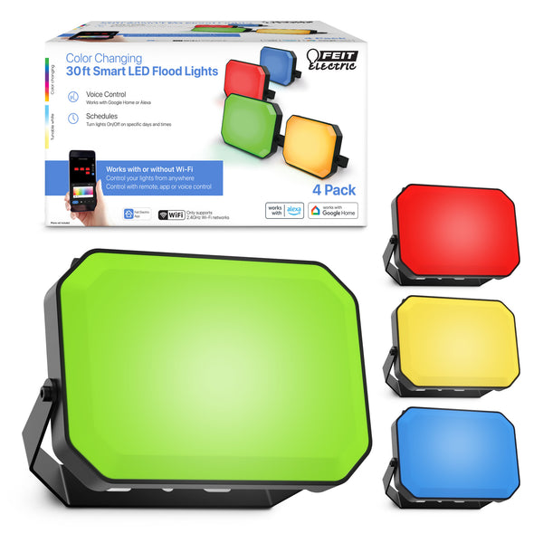 Feit Electric 4-Pack Color Changing Smart Flood Lights With Remote