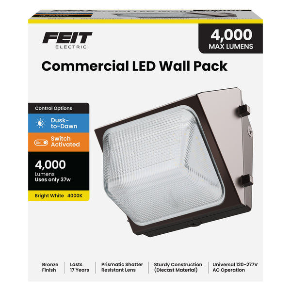 Feit Electric 4000 Lumens Bright White (4000K) Commercial Wall Pack Light