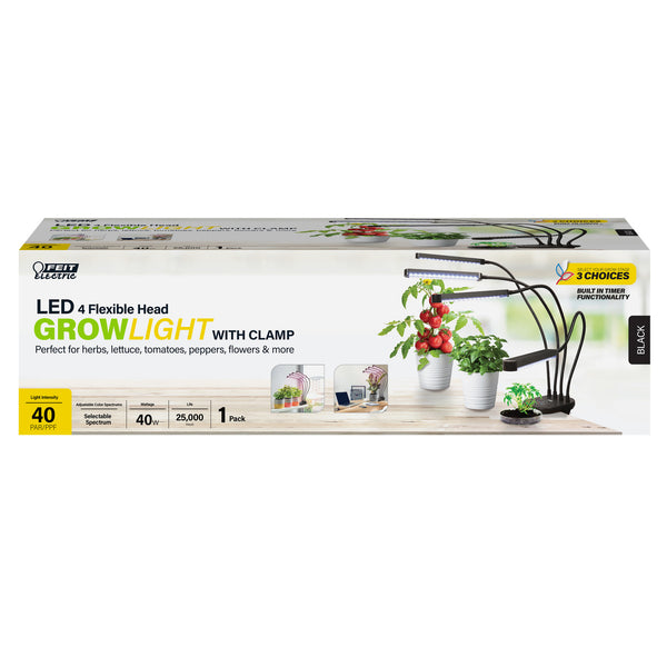 Feit Electric 40W Adjustable Spectrum Flexible Head LED Grow Light With Clamp