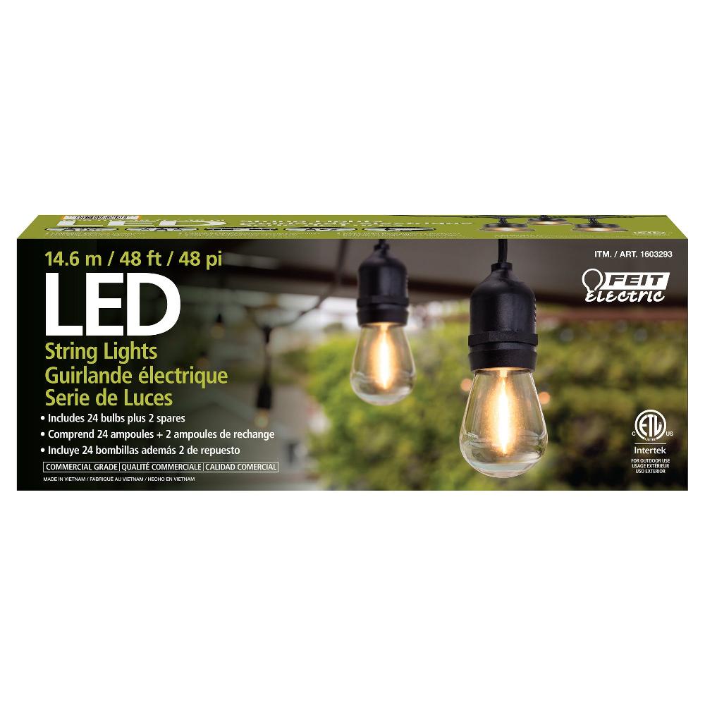 Feit Electric 48 Ft. 24W Soft White (2200K) S14 Shape (E26 Base) LED String Light Set