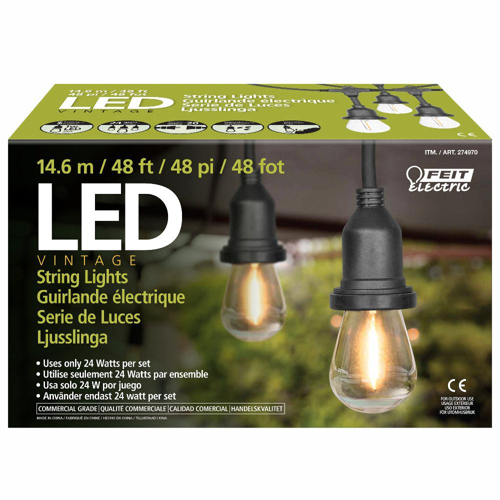 Feit Electric 48 Ft. 24W Soft White (2200K) S14 Shape (E26 Base) LED String Light Set