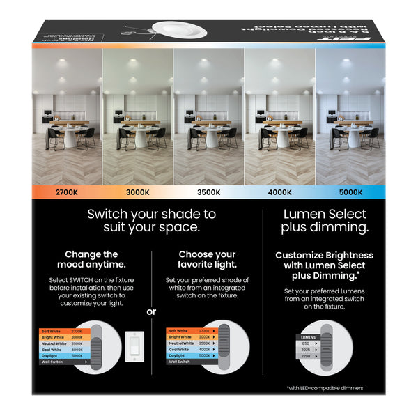 Feit Electric 5-6 In. 120W Replacement Adjustable White Adjustable Lumens Dimmable High Output Enhance LED Recessed Downlight