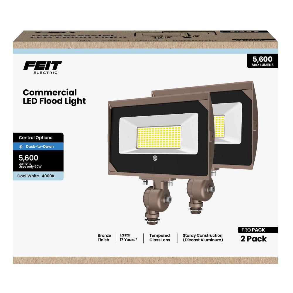 Feit Electric 50W 4000K 5600 Lumens Bronze LED Flood Light (2-Pack)