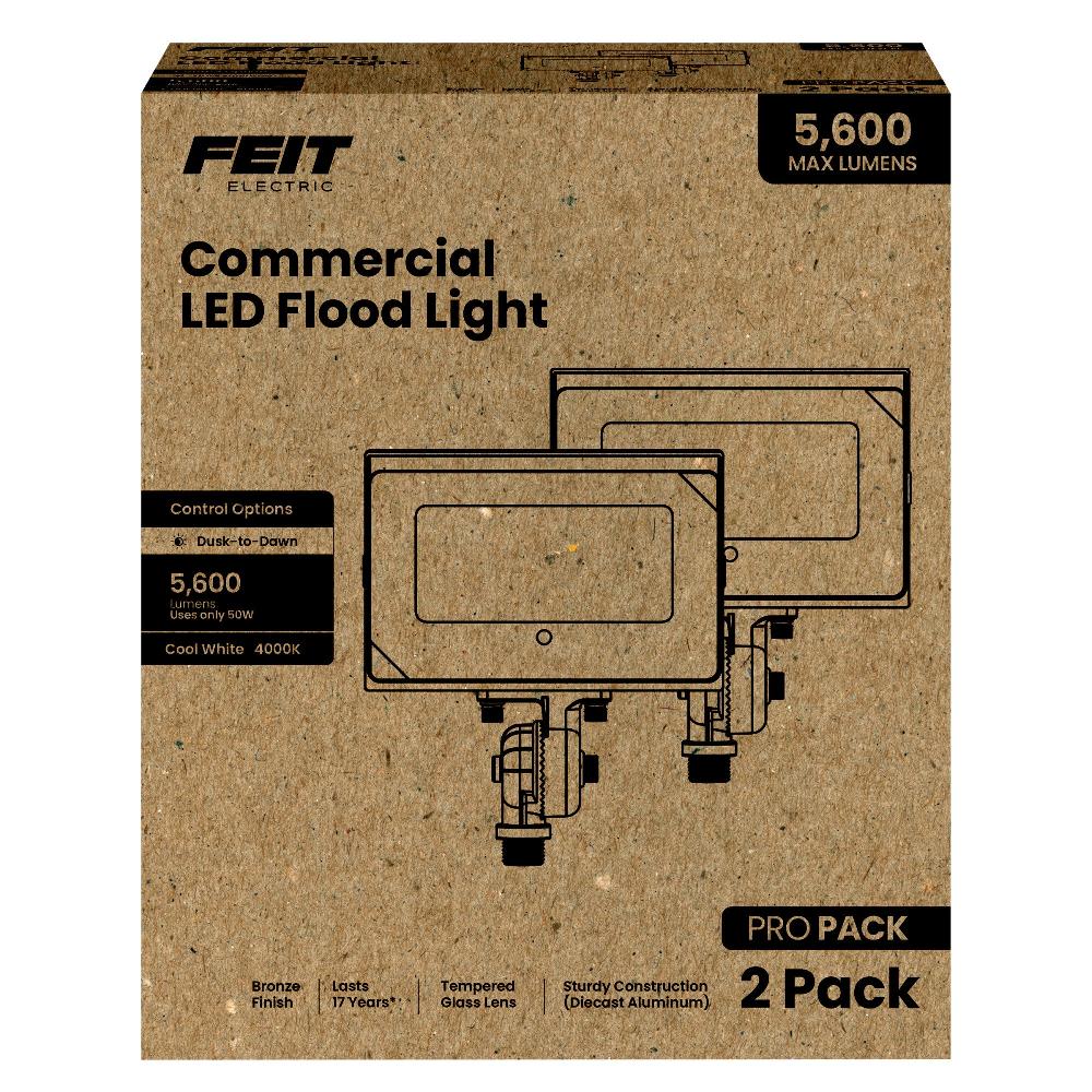 Feit Electric 50W 4000K 5600 Lumens Bronze LED Flood Light (2-Pack)