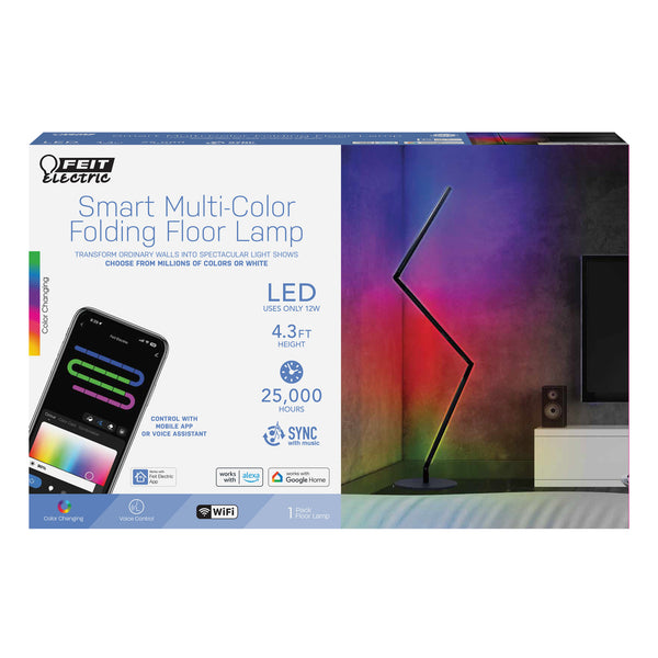 Feit Electric 52 In. Smart Multi-Color Folding Floor Lamp With Chasing And Music Sync