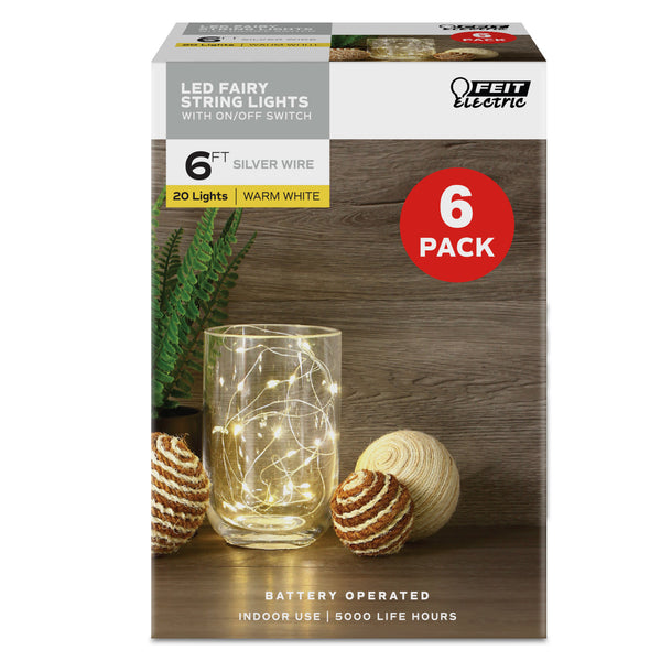 Feit Electric 6 Ft. Silver Wire Fairy String Light (6-Pack)
