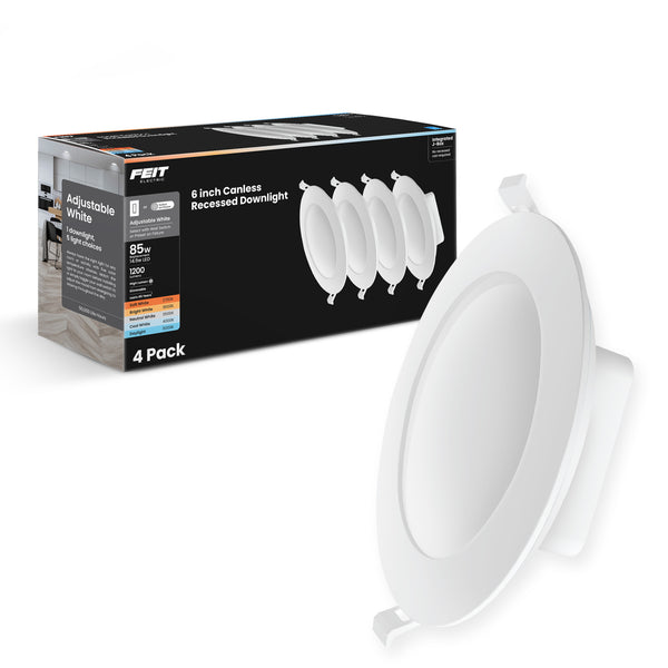 Feit Electric 6 In. 85W Replacement Adjustable White Enhance High Output Integrated J-Box Recessed LED Downlight (4-Pack)