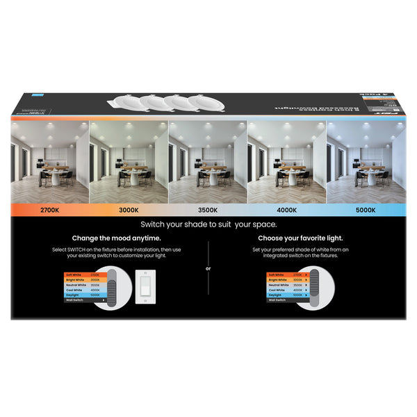 Feit Electric 6 In. 85W Replacement Adjustable White Enhance High Output Integrated J-Box Recessed LED Downlight (4-Pack)