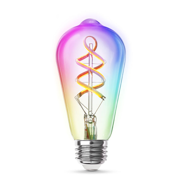 feit electric 60W Replacement ST21 E26 Dimmable Color Changing Spiral Filament Vintage Decorative Smart Wifi LED Light Bulb