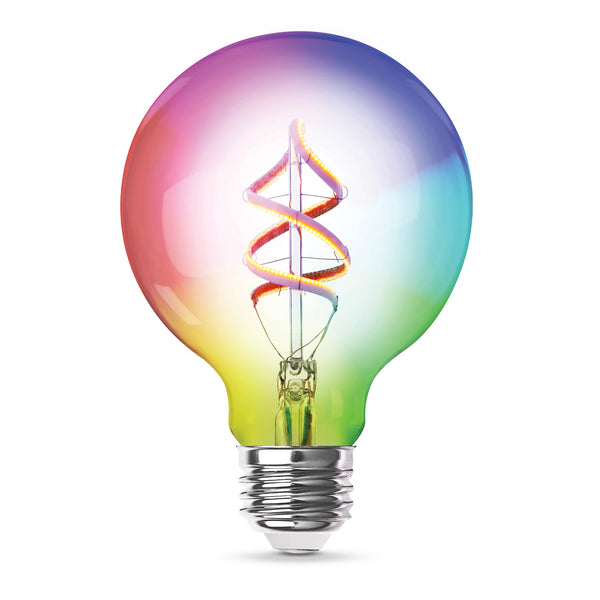 feit electric 6W (60W Replacement) G30 E26 Dimmable Color Changing Spiral Filament Vintage Decorative Smart Wi-Fi LED Light Bulb