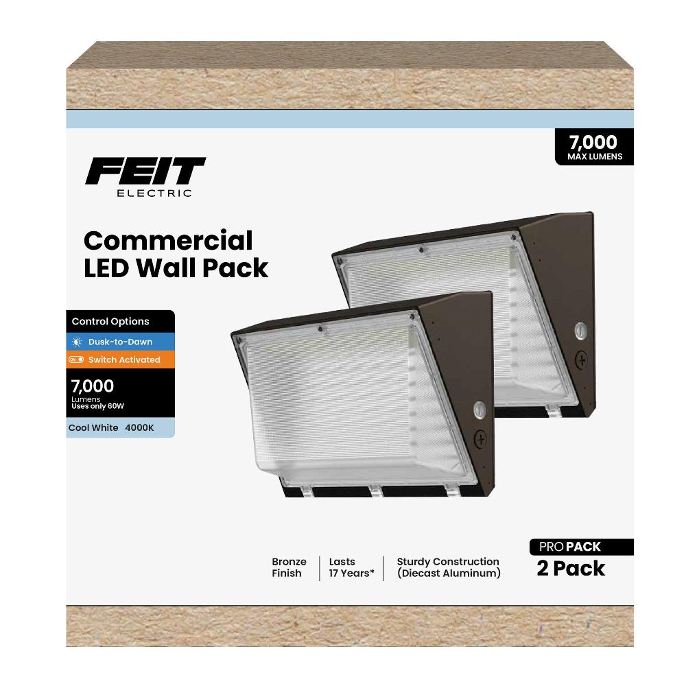 Feit Electric 7000 Lumen 4000K Dusk To Dawn LED Wall Pack Light (2-Pack)