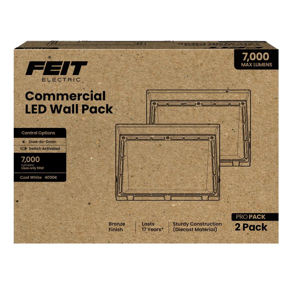 Feit Electric 7000 Lumen 4000K Dusk To Dawn LED Wall Pack Light (2-Pack)