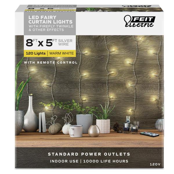 Feit Electric 8 Ft. Warm White (3000K) Fairy String Light Curtain