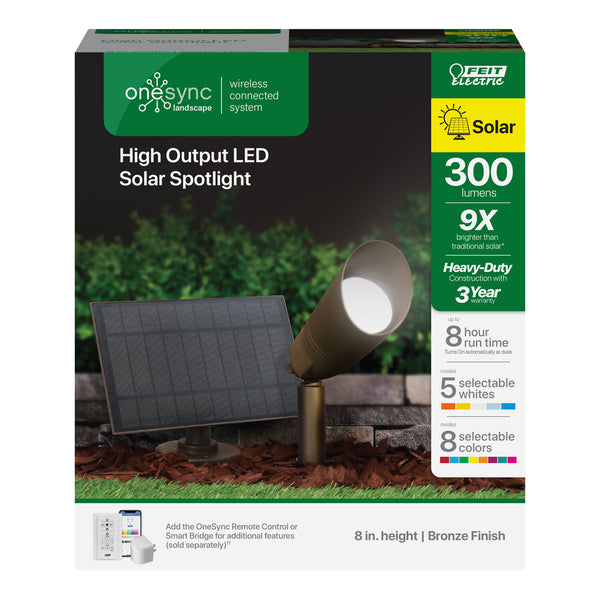 Feit Electric 8 In. Bronze OneSync Landscape High Output LED Solar Spotlight