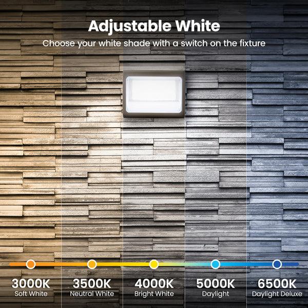 Feit Electric 8000/6000/4000 Lumens Adjustable White Commercial Wall Pack Light