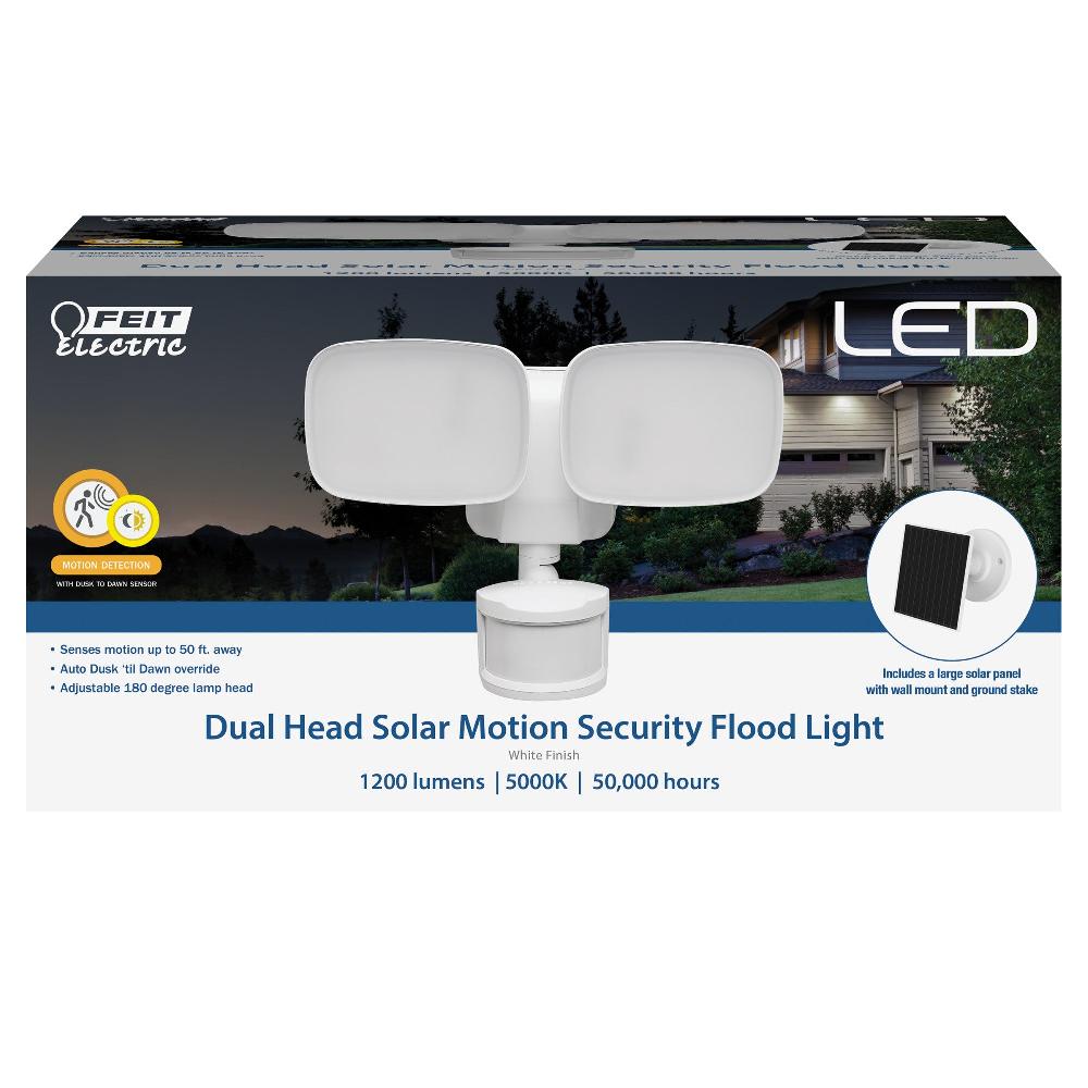 Feit Electric 9.5 In. Daylight White (5000K) White Dual Head LED Flood Solar Security Lights With Motion Sensor