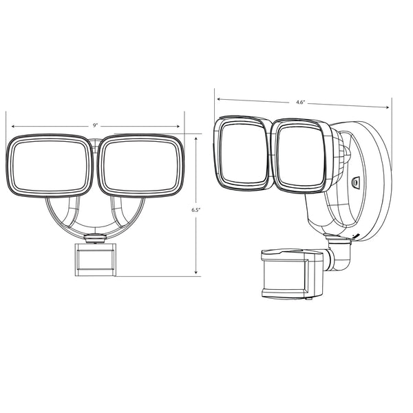 Feit Electric 9 In. 28W Tunable White Dual Head Smart Motion Security Flood Light In White With Alexa Google