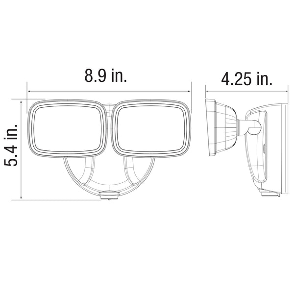 Feit Electric 9 In. 28W Tunable White Smart Dual Head LED Security Flood Light White